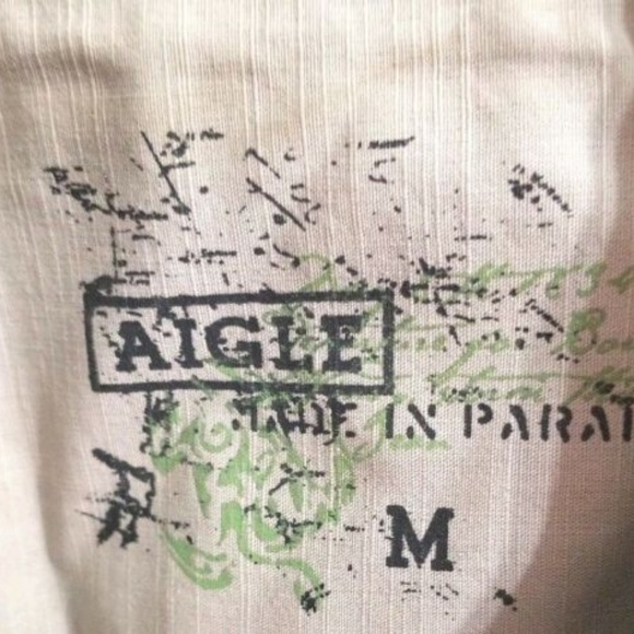 Aigle Camp Shirt Hawaiian Tribal Wooden Buttons - Picture 3 of 5